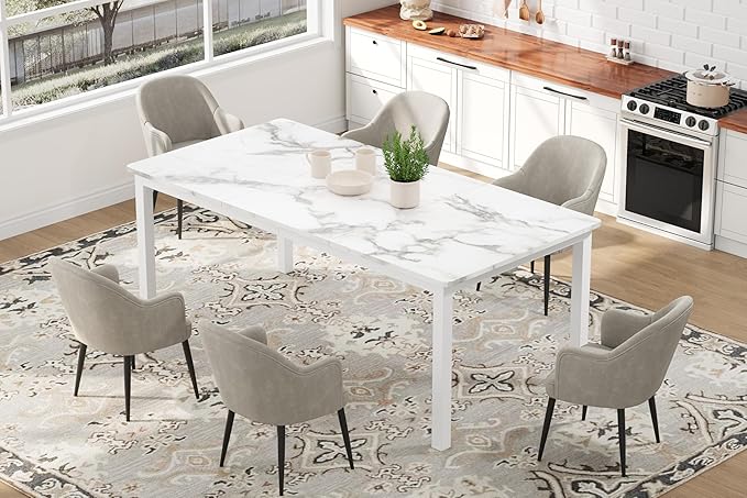 79 Inch Industrial Dining Table for 4-6 Person Rectangle Kitchen Table with Metal Legs,Round Corners, Writing Desk, for Modern Farmhouse, for Kitchen, Dining Room,Quick Assembly, Wood