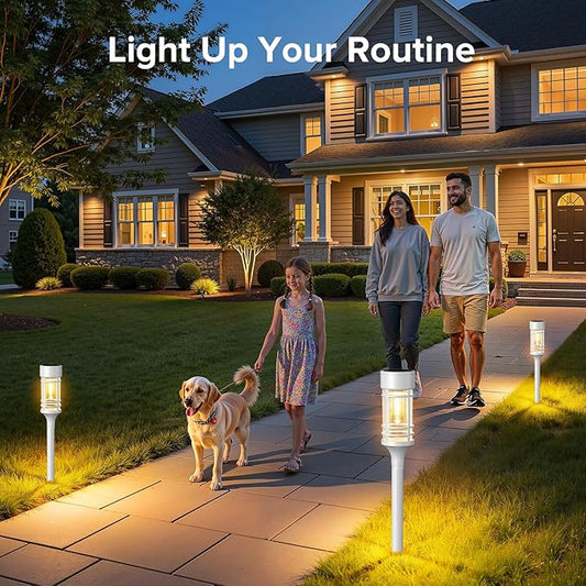LETMY Solar Pathway Lights Outdoor, 4 Pack Solar Lights Outdoor Waterproof IP65, Bright Garden Light for Yard Walkway Driveway Landscape Garden Decor(White)