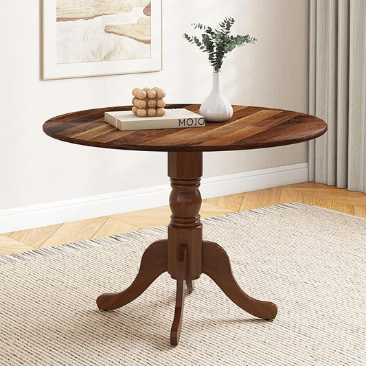 Giantex 39-Inches Round Rubber Wood Dining Table for 4 with Legs, 220 Lbs Capacity, Kitchen Table for Dining Room, Living Room, Restaurant, Dinner, Dinette (Walnut)