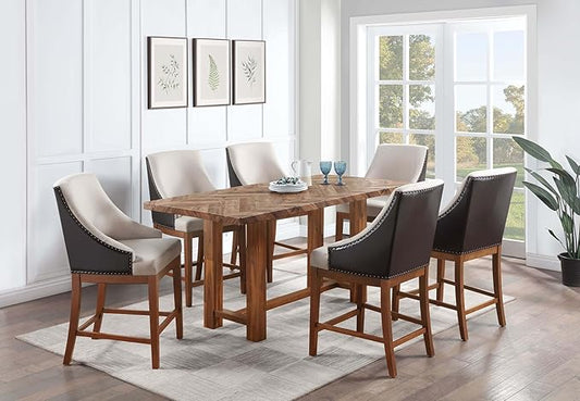 Acme Gilsea Acacia Wood Rectangular Counter Height Table in Brown