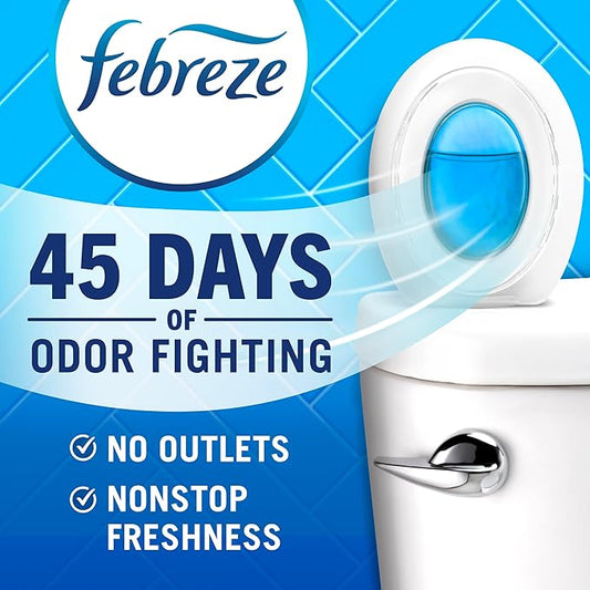 Febreze Bathroom Air Freshener, Odor-Fighting, Plug In Alternative, Air Fresheners for Small Spaces in Home, Bathroom, Kitchen, & Closet, Pet & Litter Box Odor Fighter, Gain Original Scent, 4ct