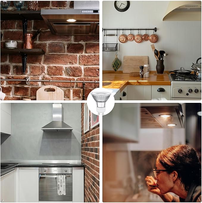 LED GU10 Range Hood Light Bulbs, LED Stove Appliance Light Bulb, Kitchen Light Replacement Halogen Light Bulb, 50W Equivalent, 5000K, 6W 550 Lm, Dimmable,Waterproof IP65 Pack of 2