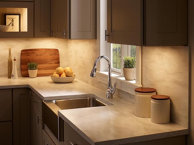 Kichler 6U Series 30" 120V LED Under Cabinet Light in White, Adjustable Light Temperature, 2700K and 3000K, (30" L x 4.25" x 1" H), 6UCSK30WHT