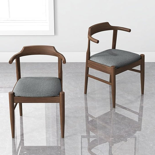 Counter Height Side Chairs Set of 2, Gray Fabric with Solid Wood Frame and Foot Pegs, 28 Inch Height Modern Farmhouse Chairs for Kitchen Island & Dining