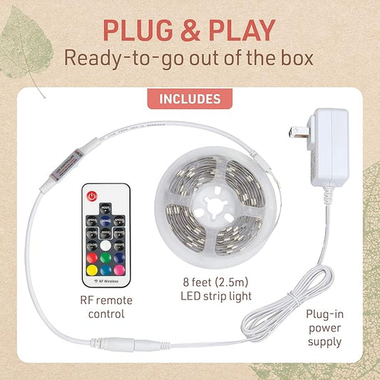 Complete LED Strip Light Kits (Multicolor RGB) 8 ft Flexible Tape with Remote Accent Light TV Backlight 338321