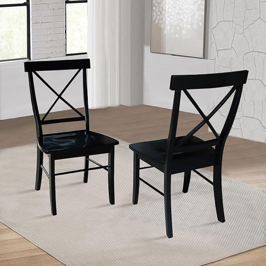 Set of Two X-Back Dining Chairs, Black