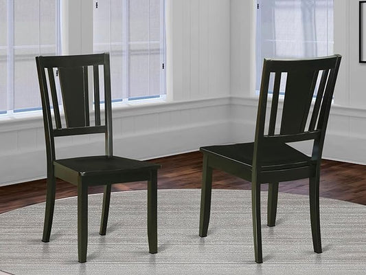 East West Furniture DUC-BLK-W Dudley Dining Room Chairs - Slat Back Solid Wood Seat Chairs, Set of 2, Black