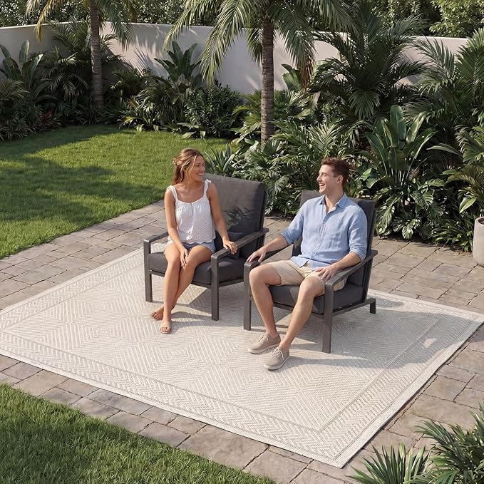 Patio Furniture Set, 2-Piece Aluminum Outdoor Single Chairs with Washable High-Resiliency Sponge Cushions, Upgraded Gray