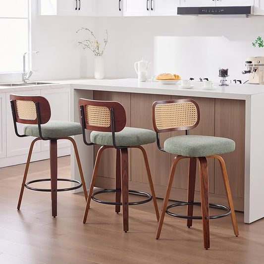 Modern Dining Chairs, Mid-Century Upholstered Kitchen Table and Chairs for Dining Room, Sturdy Stable Swivel Side Chairs with Easy Assembly for Kitchen Island, Bar, Counter or Living Room,Green-Foam-s