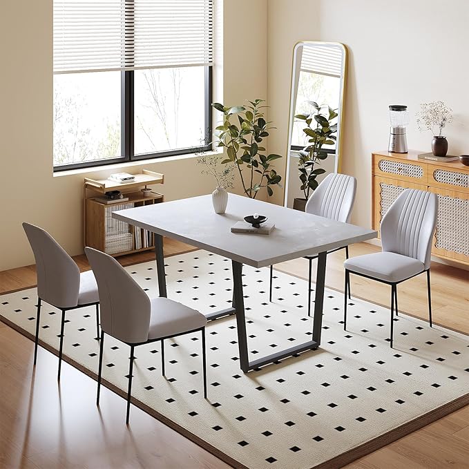 HIPIHOM Rectangular Kitchen Dining Table, Space-Saving Rectangular Design, Thickened MDF Sturdy Structure, Suitable for Dining Room Kitchen Restaurant (Table)