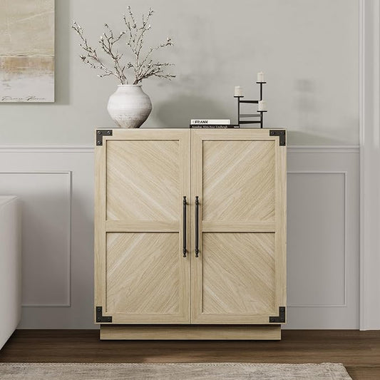 SICOTAS Sideboard Buffet Cabinet with Storage, Farmhouse Credenza with Doors & Adjustable Shelves, Storage Cabinet for Living Room, Entryway