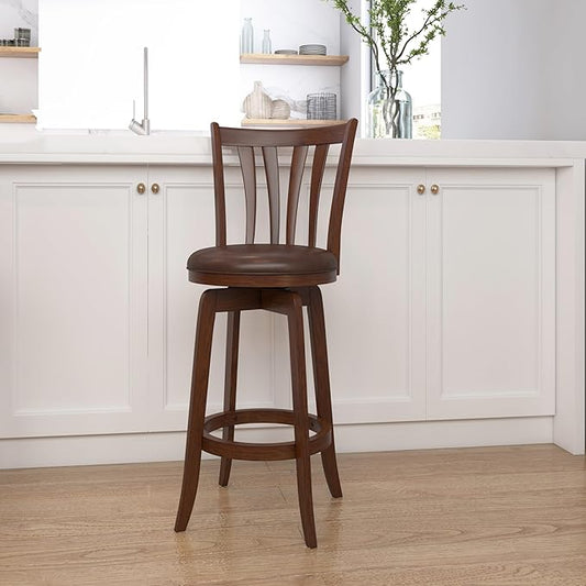 Hillsdale 29.5" Savana Wood Swival Bar Height Stool, Cherry