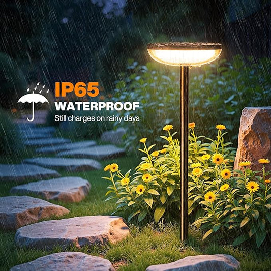 ELECLINK Tall Solar Pathway Lights Outdoor, 2 Pack Solar Garden Lights Outdoor Waterproof Bright Up to 15Hrs, Round Garden Light for Yard Flower Bed Patio Path Walkway Driveway Outside Decor