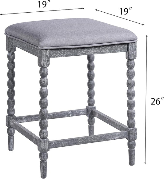 Harper & Bright Designs 26''Counter Stools,Set of 4 with Upholstered Seat, Solid Acacia Wood Frame, Foam-Padded Seat, Open Airy Design for Kitchen Island and Bar, Gray
