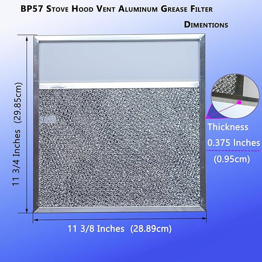 BP57 Stove Hood Vent Filter for 43000 Series Br-oan Range Hood Filters with Light Lens 11 3/8" x 11 3/4" The Kitchen Exhaust Carbon Fan filter It's fit for Nut-one Grease Filter Replacement(1-Pack)