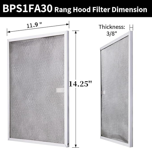 BPS1FA30 Range Hood Filter Replacement for 30-Inch Broan Nutone QS1 WS1, Allure Grease Filter, Replaces 99010299,S99010305,AP3378953 Range Hood Filters 11-3/4" X 14-1/4" X 3/8" Aluminum (4 Pack)