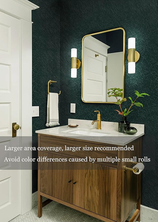 Safiyya 393"x 17.3" Peel and Stick Wallpaper Blackish Green Silk Wallpaper Textured Green Contact Paper Removable Modern Solid Color Contact Paper for Walls Vinyl Rolls