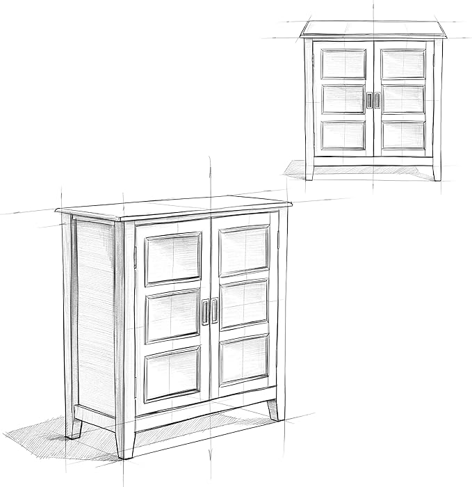 SIMPLIHOME Burlington Storage Cabinet - 30 inch Wide Solid Wood 2 Door Low Storage Unit in Black, Transitional Accent Cabinet for Living Room or Entryway with Adjustable Shelves