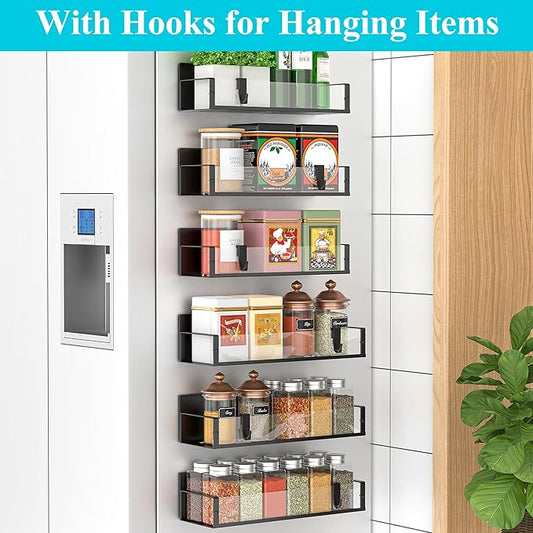 HuggieGems 6 Pack Magnetic Spice Storage Rack Organizer for Refrigerator and Oven, Clear Fridge Organizers and Storage