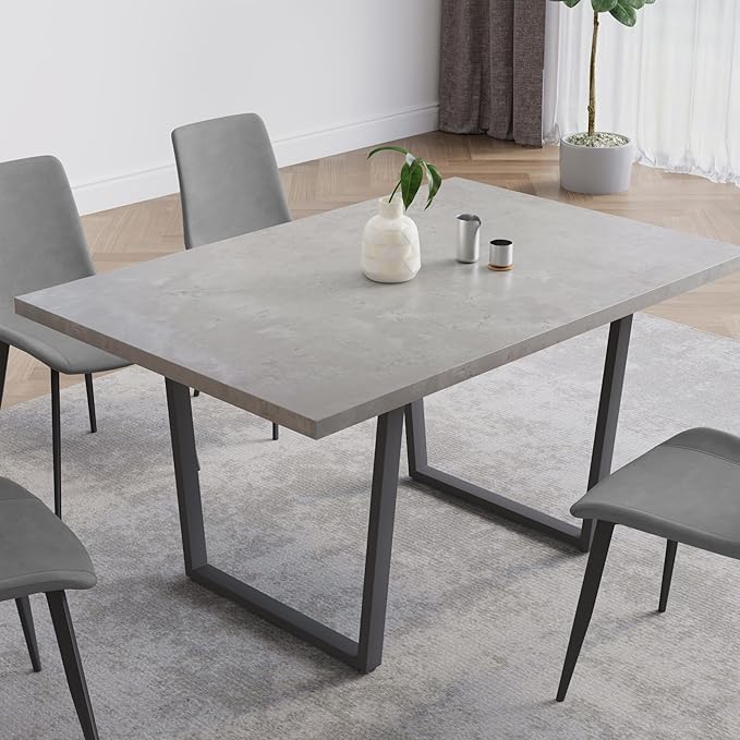 HIPIHOM 5 Piece Dining Table Set, 42.9 Inch Modern Kitchen Dining Table and Leather Dining Chairs for Kitchen Dining Room (Table + 4 Grey Chairs)