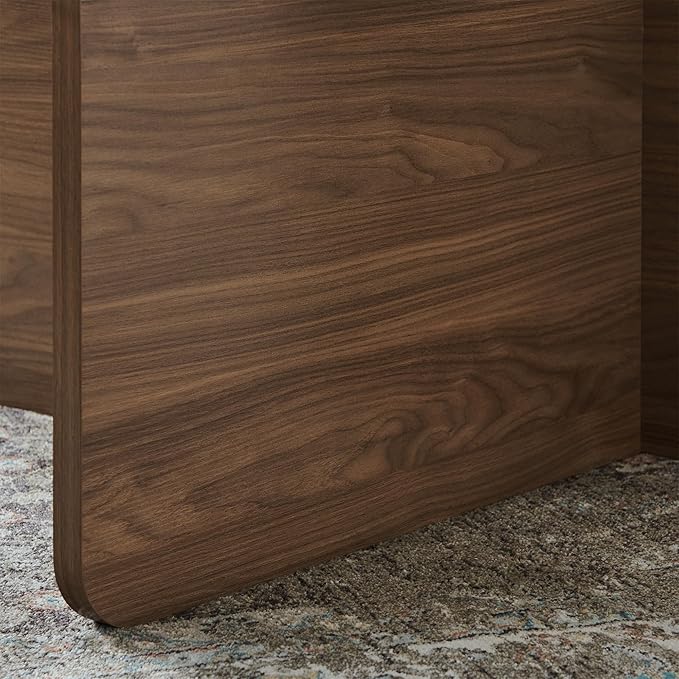 31.5" Square Glass Coffee Table, Mid-Century Modern Coffee Table with Tempered Glass Top and MDF Frame, Center Table for Small Spaces, Living Room, Office, Apartment, Walnut