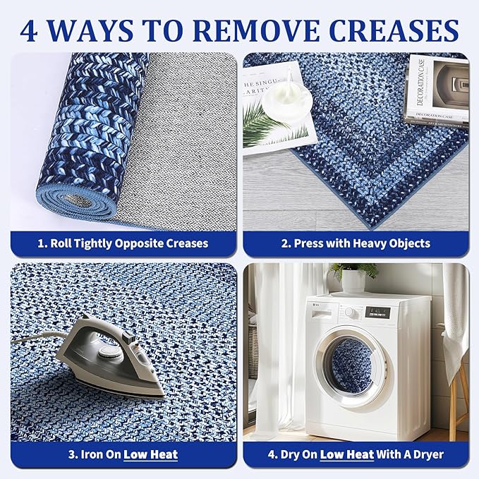 Washable Runner Rug 2x6 Runners for Hallways Non Slip Bathroom Rug Modern Soft Bedroom Area Rug Farmhouse Throw Rugs Kitchen Rugs Stain Resistant Carpet Entryway Indoor 2'x6' Navy Blue