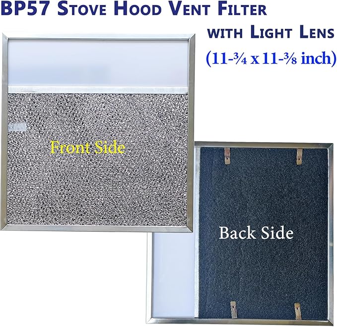 BP57 Stove Hood Vent Filter for 43000 Series Br-oan Range Hood Filters with Light Lens 11 3/8" x 11 3/4" The Kitchen Exhaust Carbon Fan filter It's fit for Nut-one Grease Filter Replacement(1-Pack)