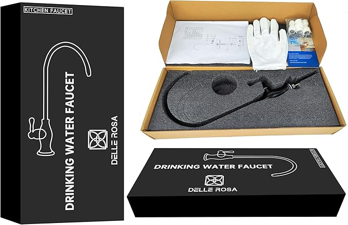 Delle Rosa Drinking Water Faucet, Stainless Steel Kitchen Water Filter Faucet, Commercial Water Filtration Faucet for Under Sink Water Filter System, Oil Rubbed Bronze Non-Air Gap RO Faucets