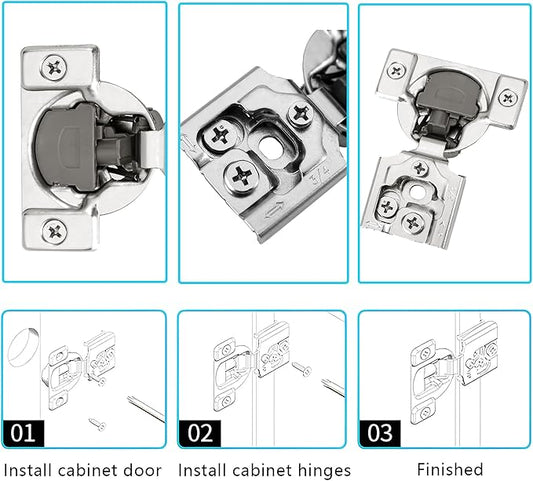 3/4 Inch Overlay Soft Close Cabinet Hinges, 2 Pack Slow Soft Close Hinges for Kitchen Cabinets Satin Nickel Hidden Self Closing Kitchen Cabinet Hinges for Cupboard