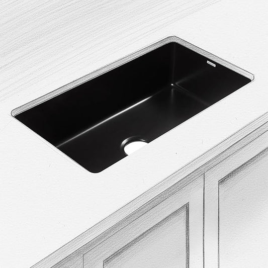 Sinkology Eden Fireclay Undermount Kitchen Sink, Undermount Installation, Surefire Finish (Matte Black, 31")