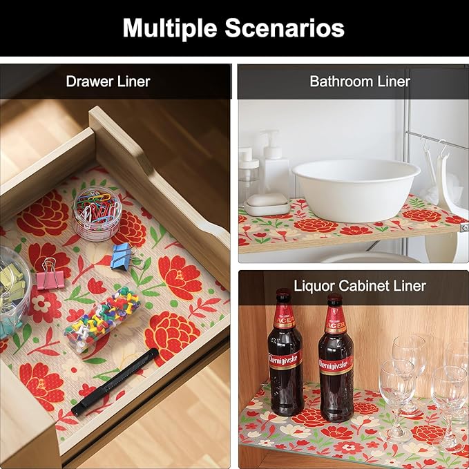 Cooyes Shelf Liner – Premium Non-Adhesive Cabinet & Drawer Liner for Kitchen – Waterproof Shelf Paper with Modern Pattern – Durable EVA Cabinet Mat – Easy to Cut (24" W x 120" L)