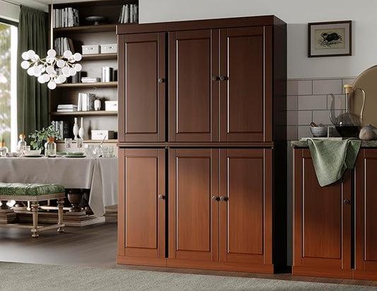 Palace Imports Solid Wood Kitchen Pantry Cabinet - 71.5" Tall x 48.5" Wide - Freestanding Storage Pantry w/ 2-Drawer Kit & Adjustable Shelves - Mocha, Renewable Eco-Friendly 100% Wood, Made in Brazil