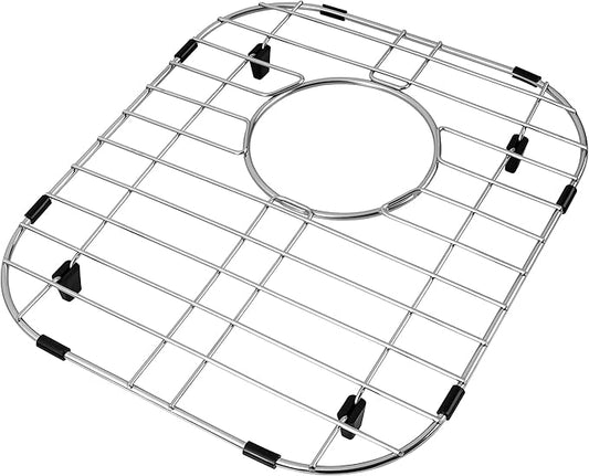 Kitchen Sink Grid and Stainless Steel Sink Protectors, Sinks Bottom Grid, Sinks Mats and Sink Racks for Bottom of Kitchen Sink, 11 5/8'' x 13 9/16'' with Rear Drain for Double Bowl