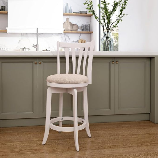 Hillsdale 25.5" Savana Wood Swivel Counter Height Stool, White