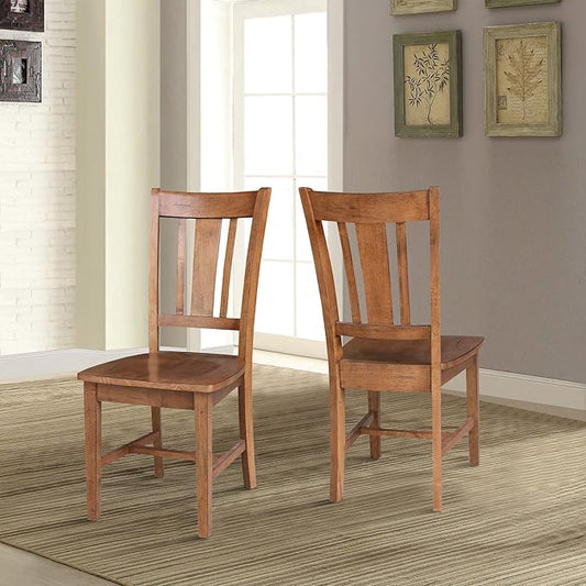 IC INTERNATIONAL CONCEPTS Set of Two Solid Wood San Remo Splatback Chair Distressed Oak