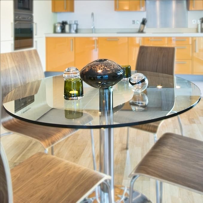 Round Clear Tempered Glass Table Top 48 Inch with 3/8 Inch Thick Flat Polished Edge Ideal for Tables Desks Workspaces and Outdoor Furniture by Fab Glass and Mirror