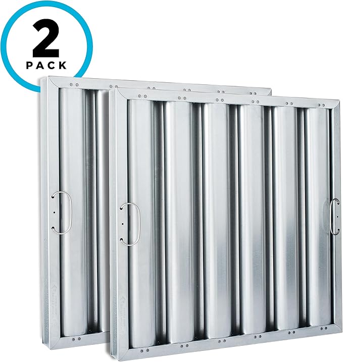 Kleen-Gard Aluminum Commercial Kitchen Hood Filter, Range Hood Baffle Grease Filter for Restaurant Kitchen Exhaust Hoods, 20H x 16W | Actual Size: 19.5H x 15.5W x 1.88D inches | (Pack of 2)