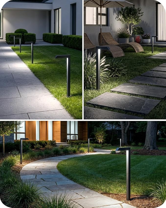 Low Voltage Pathway Lights, 4.5W LED Landscape Lighting, 4000K, 9-15V AC/DC, IP65 Waterproof, Aluminum, Black, 2 Pack