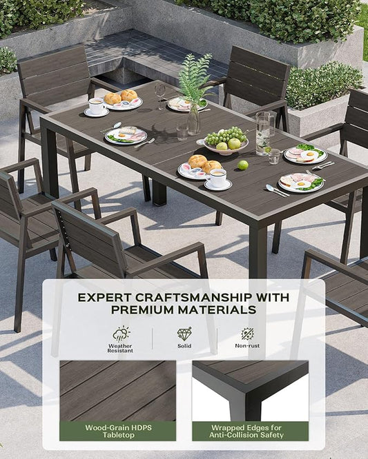 Vexwalx Outdoor Dining Chairs Set of 2, HDPS + Aluminum Patio Dining Chairs with Ergonomic Design and Wide Seat, 2 Piece Outdoor Chairs for Garden, Backyard, Deck (Charcoal)