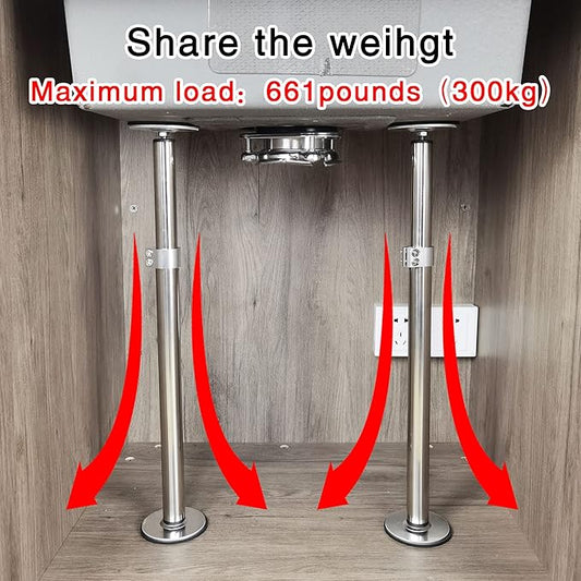 ST-2 Undermount Sink Brackets Stainless Steel Adjustable Support Sink Legs Installation and Repair System Kit For Kitchen Sink (16-29.5inches(41-75cm))