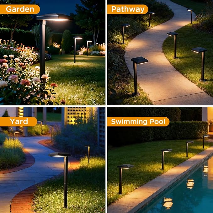 LUTEC 12 Pack Low Voltage Pathway Lights, Aluminum 12V Landscape Lighting with Connectors,IP65 Waterproof Anti-Glare Wired LED Pathway Lights, 5W 500LM Warm White 3000K for Pathway, Yard, Garden