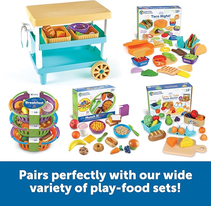 Learning Resources New Sprouts Prep ‘n’ Store Kitchen Island - Pretend Play Kitchen for Toddlers, Food Toys, Imaginative Role Play and Social Skills, Grocery Playset, Gifts for Boys and Girls