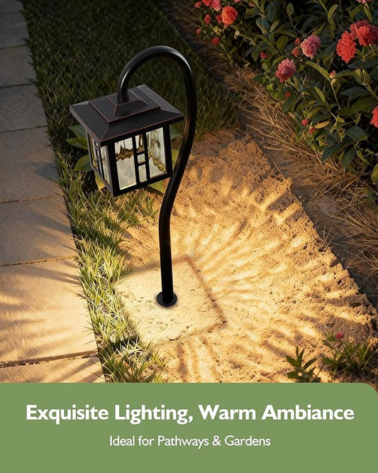 LITFIT Low Voltage Landscape Lighting 4-Pack, Aluminum 12V 3000K Electric Pathway Lights, Waterproof ORB Color Wired Path Lights with Connectors for Walkway Yard Garden, 50000H Integrated LED