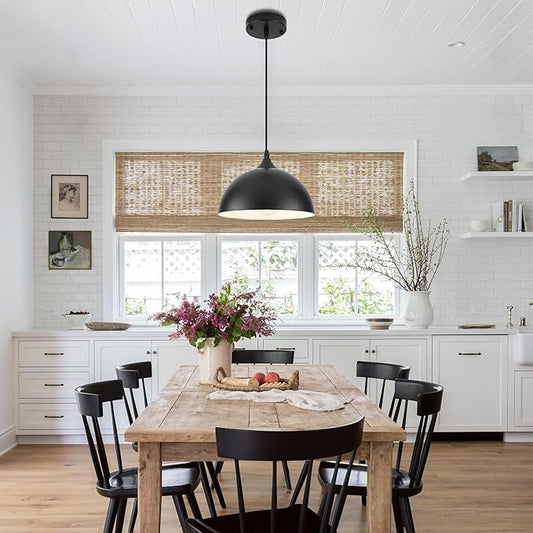 9.8 inch Kitchen Pendant Light 3 Pack, Black Dome Pendant Lights Kitchen Island, Farmhouse Kitchen Island Light, Modern Pendant Lights for Kitchen Island Dining Room Bedroom