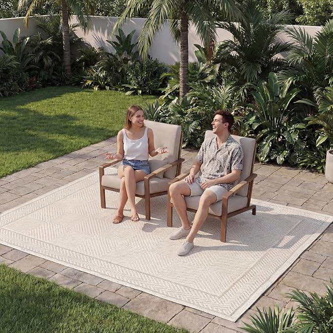 Patio Furniture Set, 2-Piece Aluminum Outdoor Single Chairs with Washable High-Resiliency Sponge Cushions, Beige