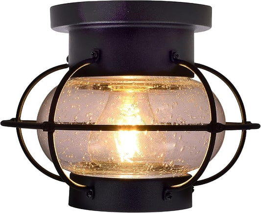 LEDVANCE Sylvania Vintage Essex Cage Light Fixture, Semi-Flush Mount, Matte Black Finish, 1 60W LED Dimmable A19 Bulb Included (60115) (Pack of 2)