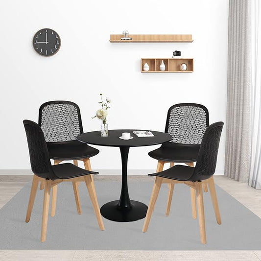KM Legend Armless Modern Chairs with Wood Legs for Living, Bedroom, Kitchen,Dining,Lounge Waiting Room, Restaurants, Cafes, Set of 4…
