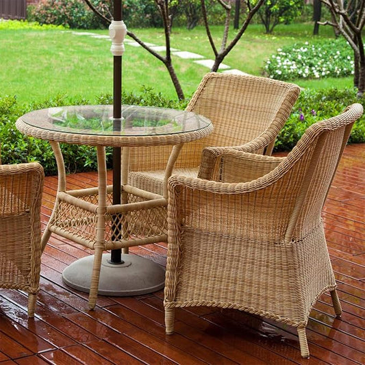 Dulles Glass 48 inch Round Glass Table Top Center Hole - Tempered - 1/4" Thick Glass Surface, Safe Flat Polished, Multipurpose for Patio and Outdoor Table
