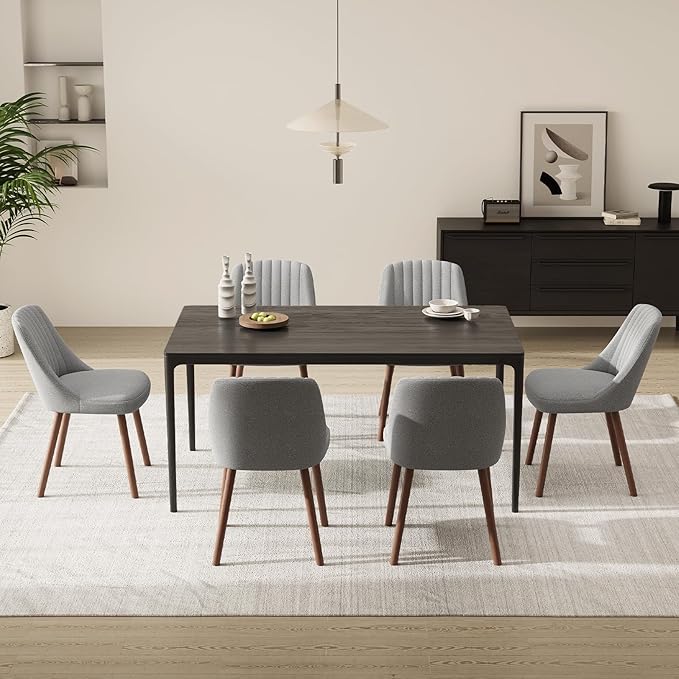 MALOL Upholstered Dining Chairs Set of 4, Modern Fabric Kitchen Chairs with Back, Wood Legs for Kitchen Dining Room Restaurant, Grey