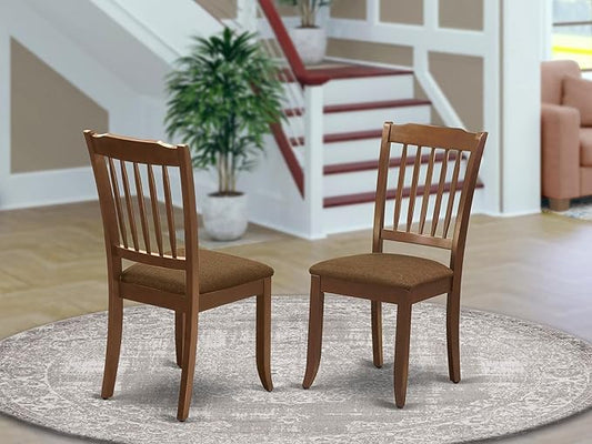 East West Furniture DAC-MAH-C Danbury Dining Room Chairs - Linen Fabric Upholstered Solid Wood Chairs, Set of 2, Mahogany